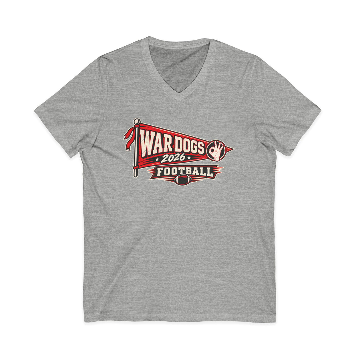 War Dogs Football Flag V-Neck Tee