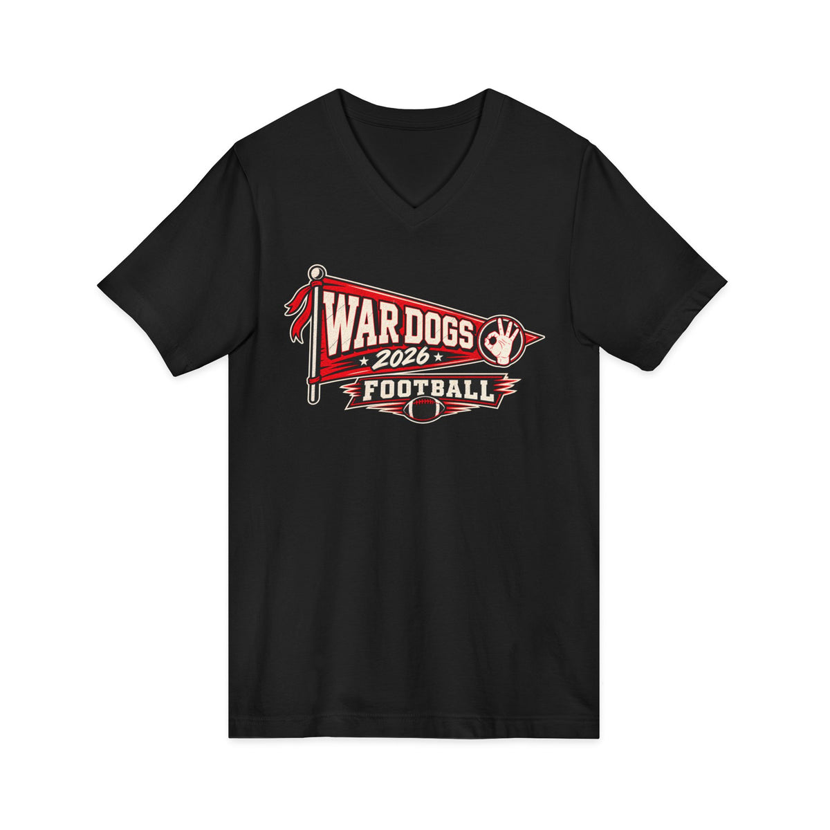 War Dogs Football Flag V-Neck Tee