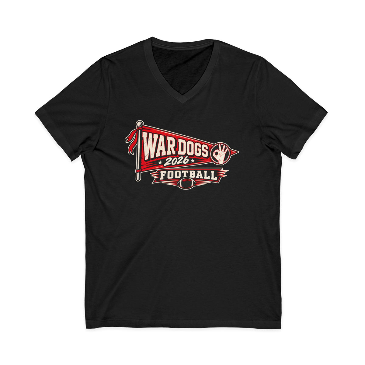 War Dogs Football Flag V-Neck Tee