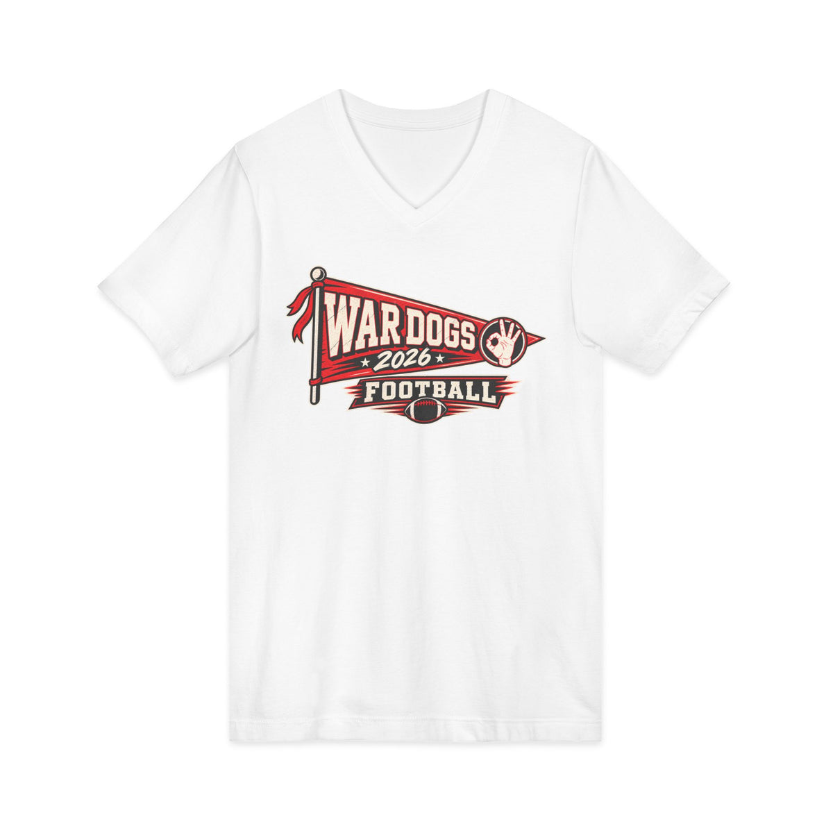 War Dogs Football Flag V-Neck Tee