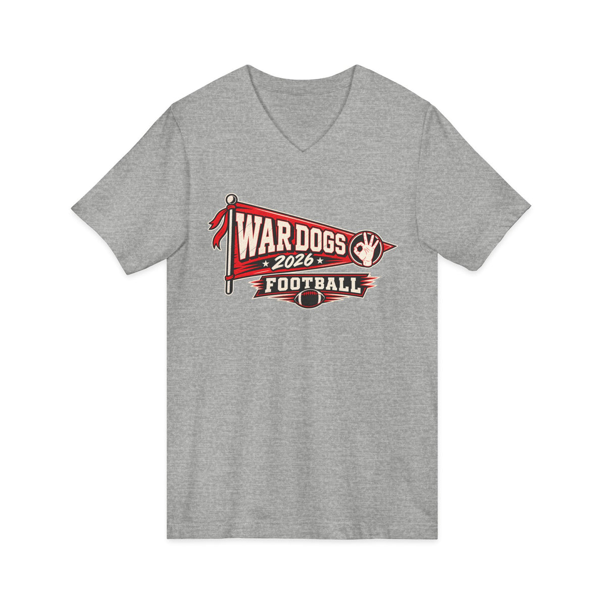 War Dogs Football Flag V-Neck Tee